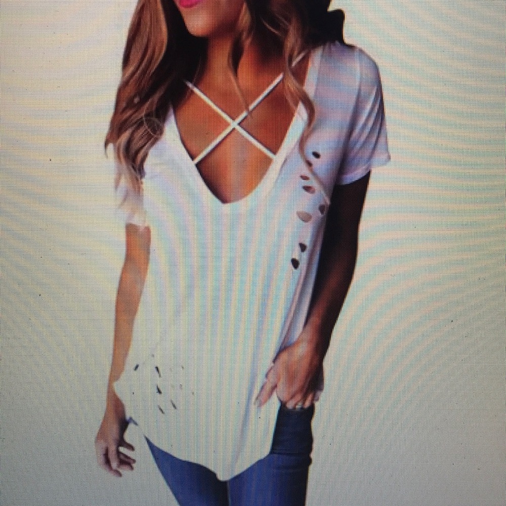 V-Neck Holes T-shirt